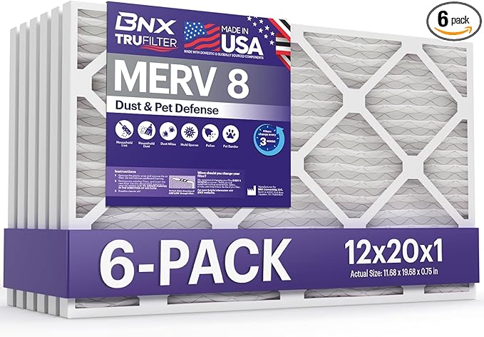 BNX TruFilter 12x20x1 Air Filter MERV 8 by BNX