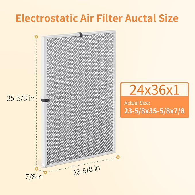 2-Pack 24x36x1 MERV 8 Reusable & Washable Electrostatic Air Filters - Image 2