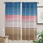 Blue Pink Brown Gradient Wood Grain Window Valance Curtains, Vintage Wood Board - Image 7