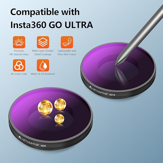 AMAZEAR ND Filters Kit for Insta360 GO Ultra Accessories, Insta 360 ND8 ND32 - Image 4