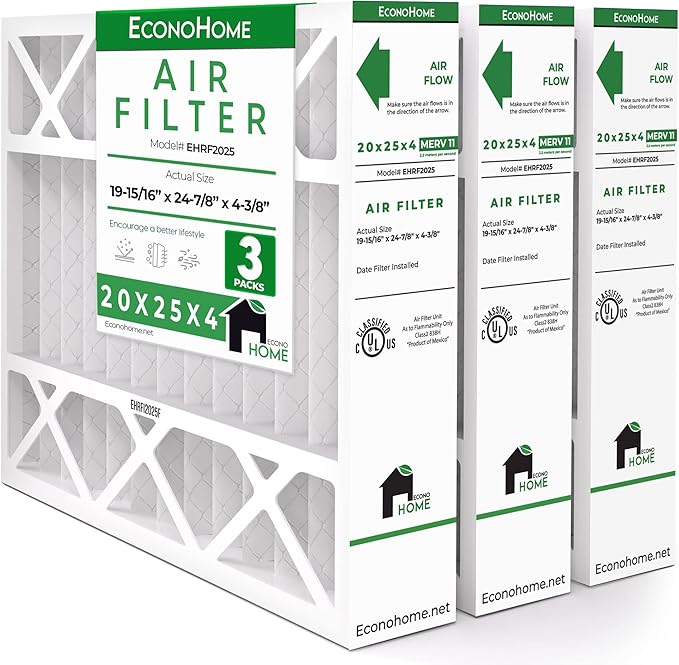 EconoHome 20x25x4 AC Furnace Pleated Air Filter MERV 11 Replacement – Allergen by EconoHome
