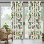 Summer Cactus Outdoor Curtains for Patio Cactus Tropical Plant Wooden - Image 6