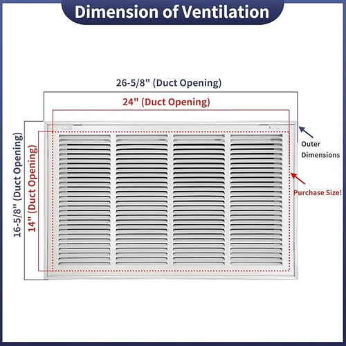24"W x 14"H Steel Return Air Filter Grille - Image 2
