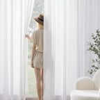 Non-See-Through Privacy White Sheer Curtains 96 inches Long 2 Panels - Image 2