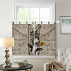 Funny Farm Animals Kitchen Curtains 45 Inch Length, Short Cafe Window Curtains - Image 2
