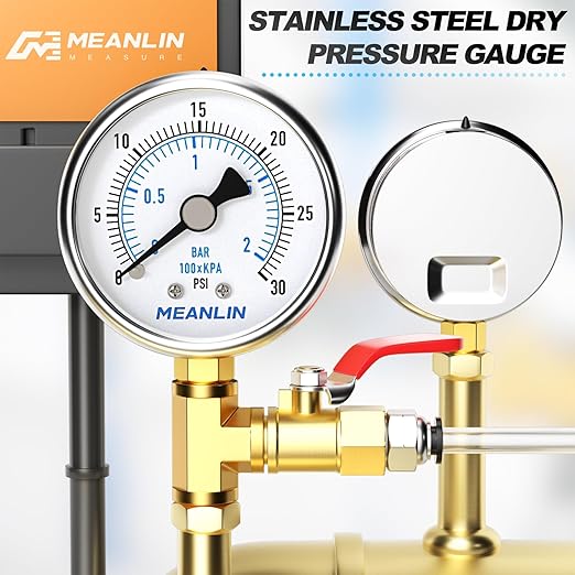 MEANLIN MEASURE 0~30Psi Dry Low Pressure Gauge Stainless Steel 1/8" NPT 2" FACE - Image 7