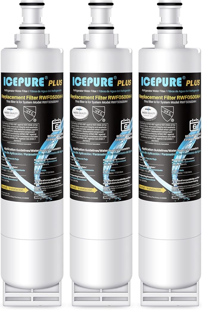 ICEPURE PLUS NSF53&42 Refrigerator Water Filter Replacement by ICEPURE