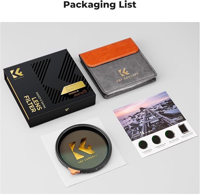 K&F CONCEPT 55mm Black Diffusion Mist 1/4 Effect & Variable ND2-400 Neutral - Image 8