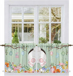 Easter Kitchen Tier Curtains 36 Inch Long 2 Panel Set, Rod Pocket Half Window - Image 2