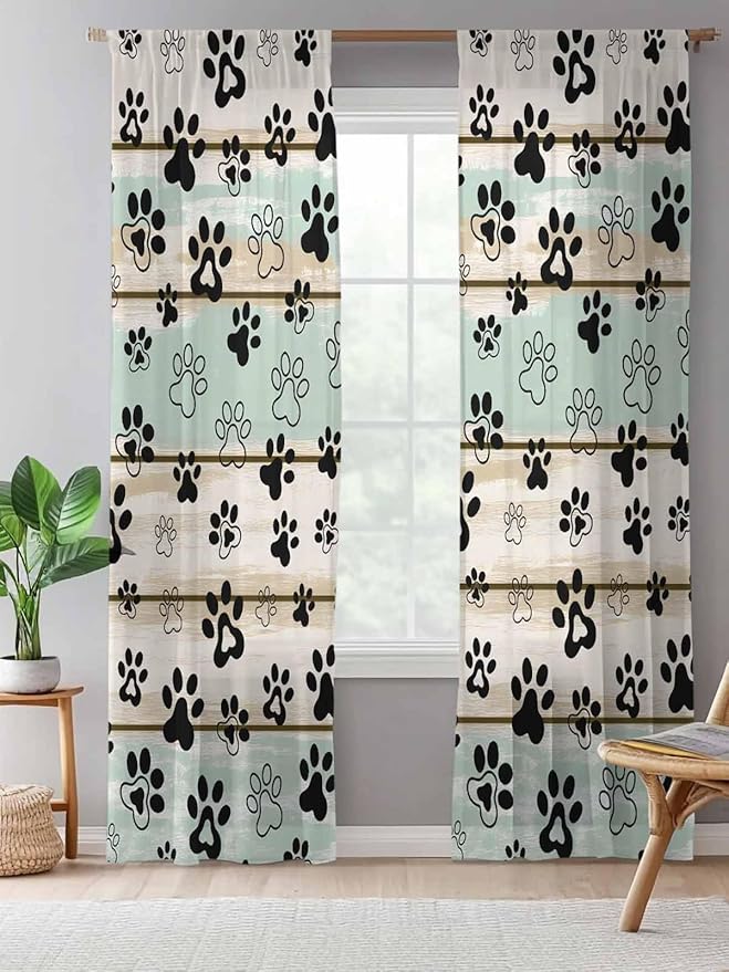 Sheer Curtains 108 Inches Long, Sage Green Beige Farmhouse Semi Sheer Curtains - Image 5
