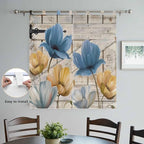 Blue Yellow Tulips Bedroom Curtains 72 Inch Length, Window Curtains Tab Top - Image 4