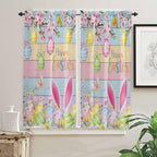 Colorful Easter Bedroom Curtains 63 Inches length, Spring Watercolor Bunny Egg - Image 2