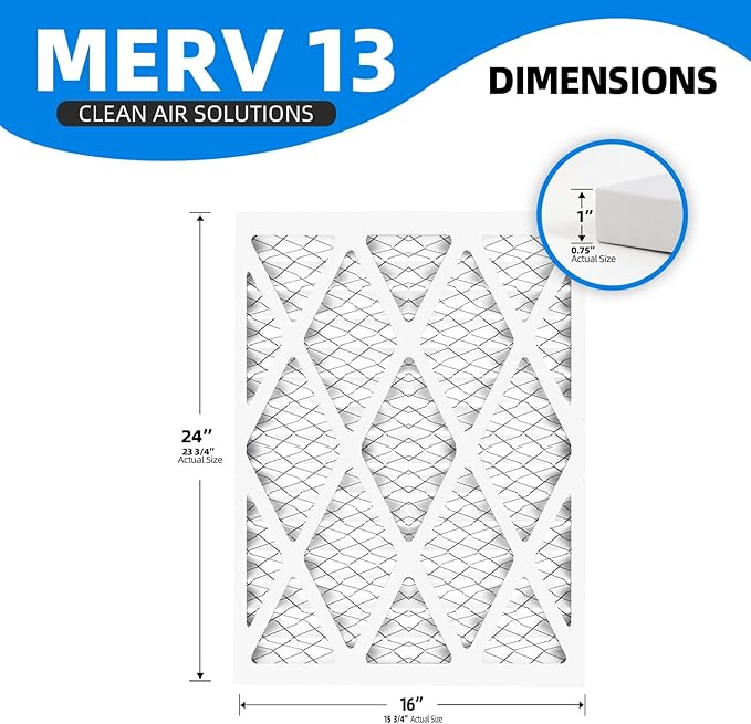 16x24x1 Air Filters, MPR 1900 & FPR 10, MERV 13 Pleated Air Filter - Image 3