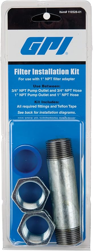 GPI Filter Adapter Installation Kit, 3/4 inch x 4 inch Pipe Nipple, 2 Pipe - Image 2