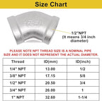 45 Degree Elbow 2PCS, 1/2" NPT Female x 1/2" NPT Female 304 Stainless Steel - Image 2