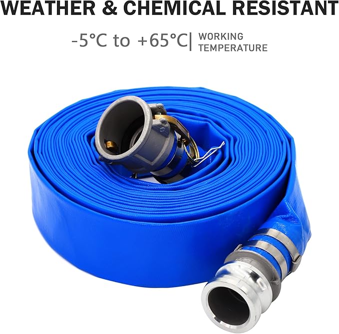 DAVCO 1-1/2" ID × 50 ft PVC Lay Flat Discharge Hose, Heavy Duty Reinforced Blue - Image 6