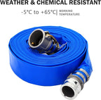 DAVCO 1-1/2" ID × 50 ft PVC Lay Flat Discharge Hose, Heavy Duty Reinforced Blue - Image 6