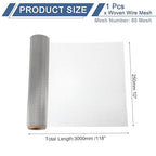 uxcell 60 Mesh 118" x 10" Woven Wire Mesh, 304 Stainless Steel Air Vent Filter - Image 2