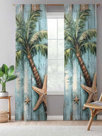 Sheer Curtains 108 Inches Long, Coastal Blue Green Tree Semi Sheer Curtains - Image 5