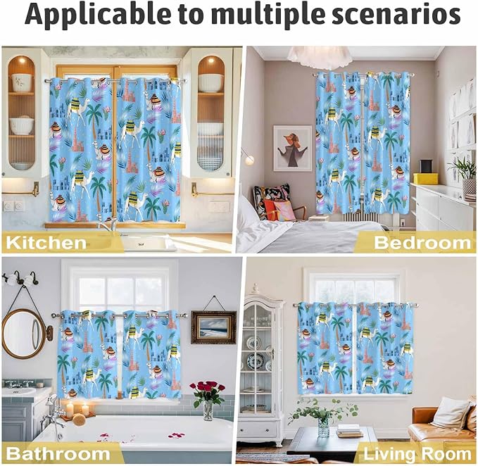 2 Panel Kitchen Cafe Curtains, Desert Landscape Sunlight Filtering Nature Air - Image 6