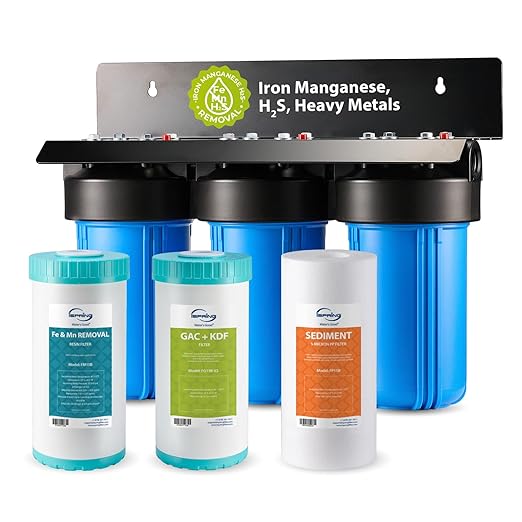 iSpring 3-Stage Whole House Water Filter System, Hydrogen Sulfide, Heavy Metals by iSpring