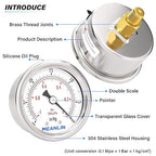 MEANLIN MEASURE -30inHG~0Psi Vacuum Gauge Stainless Steel 1/8" NPT 2" FACE DIAL - Image 4