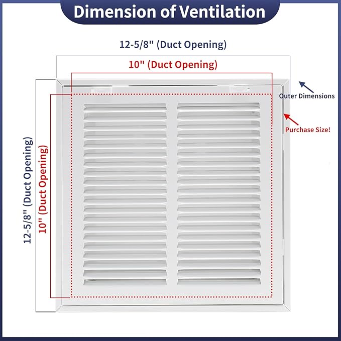 10"W x 10"H Steel Return Air Filter Grille - Image 2