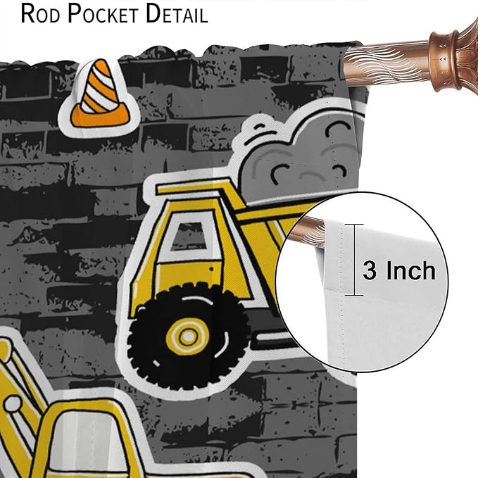 Kids Construction Excavator Window Curtains - Image 6