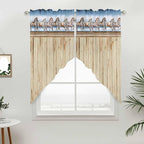 Western Horse Swag Valances for Windows, Farmhouse Wooden Grain Vintage Cowboy - Image 3