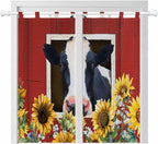 Cow Sunflowers Living Room Curtains 84 Inch Length, Window Curtains Tab Top by Unknown