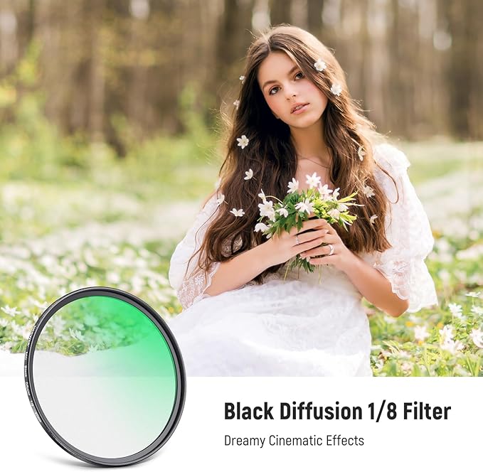NEEWER 67mm Black Diffusion 1/8 Filter Soft Dreamy Cinematic Effect Filter - Image 2
