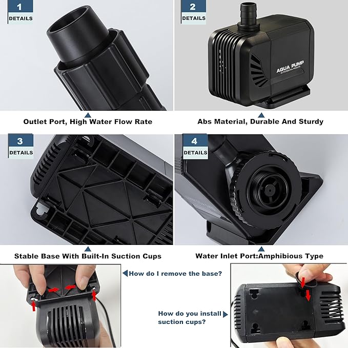 900 GPH 45W Submersible Water Pump and 10 FT Tube - Image 9