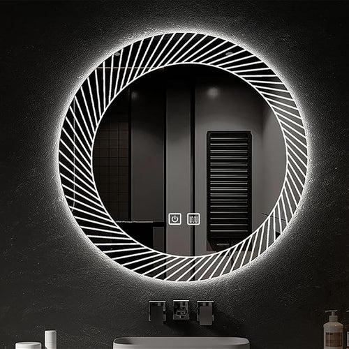 31.5 Inch LED Round Bathroom Mirror, Wall Mounted Multifunction Bathroom Vanity by JSLJDM