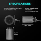 Air Carbon Filter 6 Inch, Smellines Control Removes 3X More Odors Contaminants. - Image 5