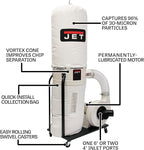 JET Vortex Cone Dust Collector, 30-Micron Bag Filter, 2 HP, 230V 1Ph - Image 2