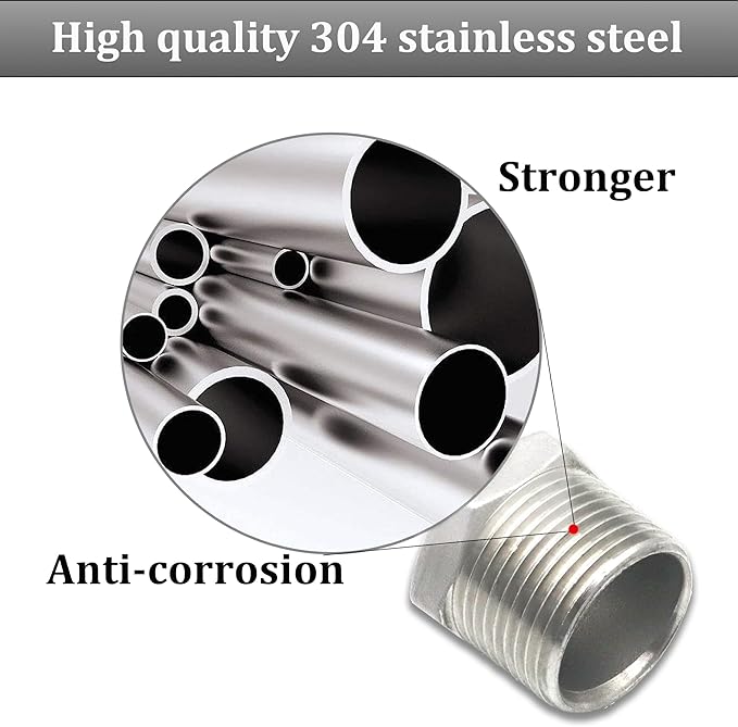 2 Pcs 304 Stainless Steel Reducer Hex Bushing, 1/2" Male NPT to 1/4" Female - Image 4