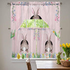 Swag Valance Curtains, Easter Cute Rabbit and Colorful Eggs Rod Pocket Valances - Image 3