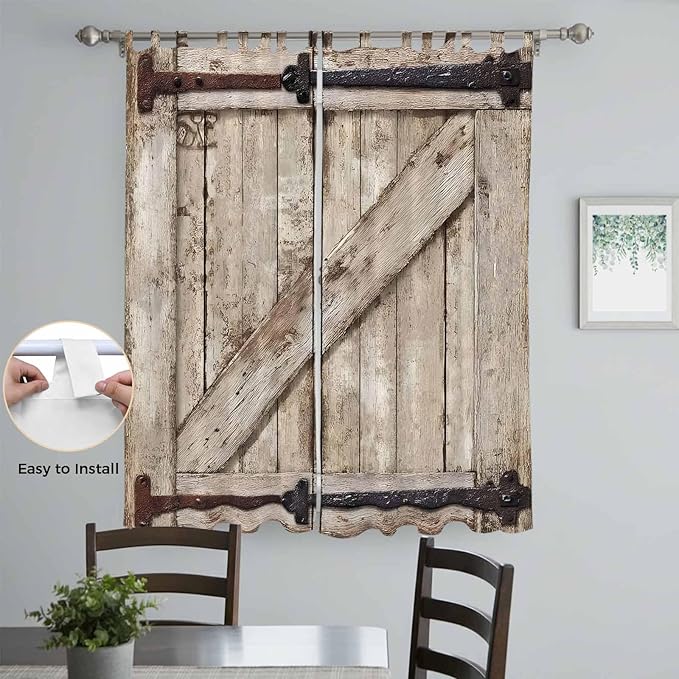 Farmhouse Wood Grain Living Room Curtains 84 Inch Length, Window Curtains Tab - Image 4