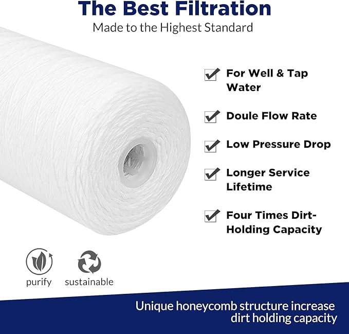Membrane Solutions 1 Micron 10"x4.5" String Wound Whole House Water Filter - Image 4