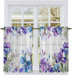 Spring Flowers Kitchen Curtains, Watercolor Garden Florals Wooden Grain Light - Image 2