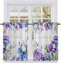 Spring Flowers Tier Curtains, Watercolor Garden Florals Wooden Grain Light by Unknown