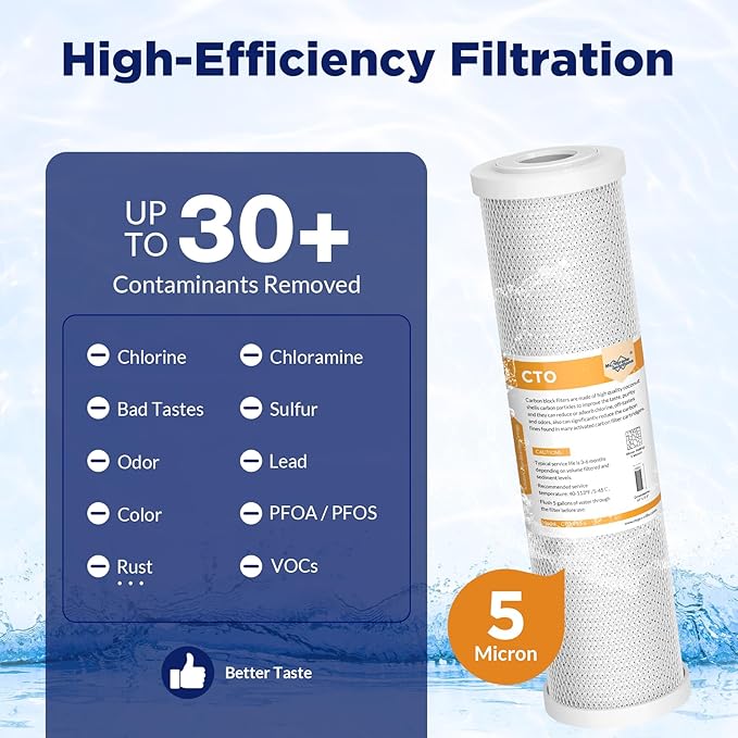 Membrane Solutions 5 Micron 2.5" x 10" CTO Carbon Block Water Filter Cartridge - Image 4