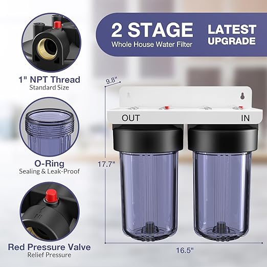 SimPure Whole House Water Filter System, 2 Stages Clear Home Water - Image 3