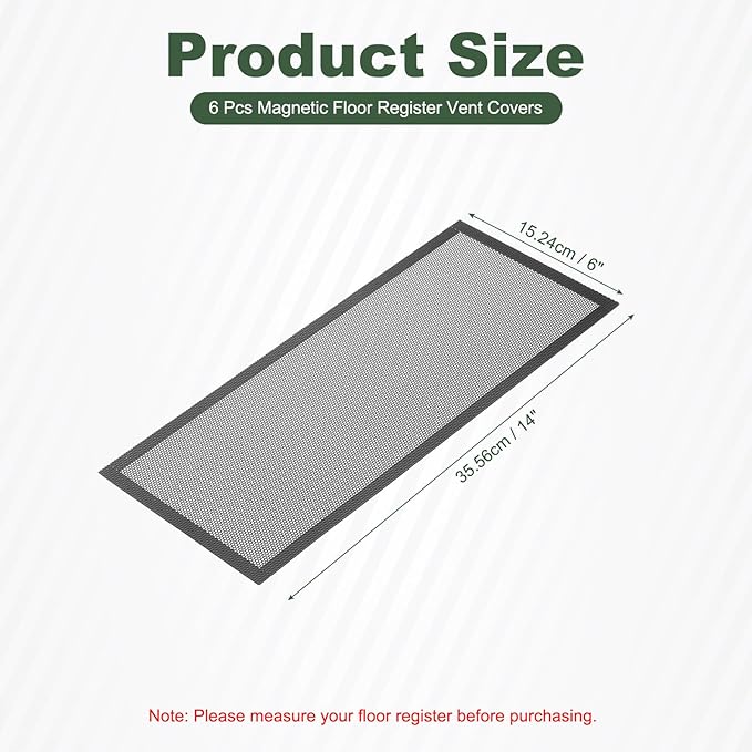 YOKIVE 6 Pcs Magnetic Floor Vent Covers, Floor Register Cover PVC Mesh Air Vent - Image 2