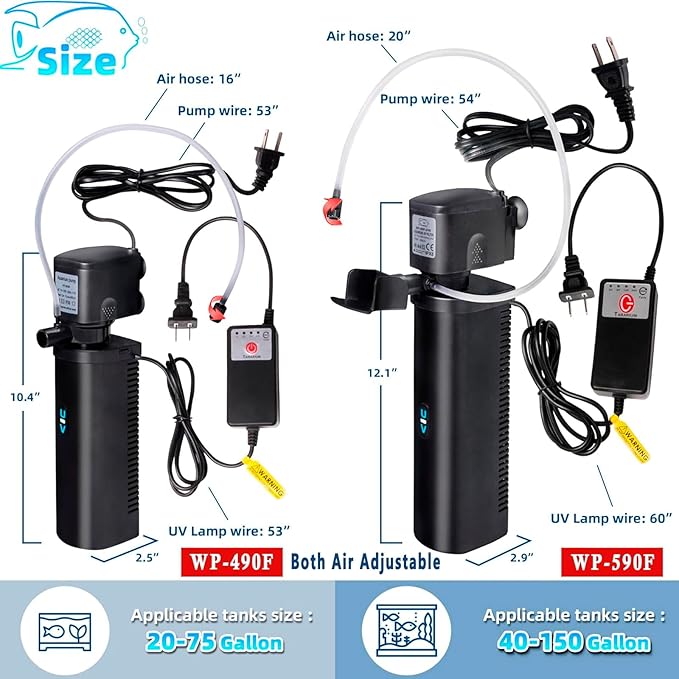 Aquarium Filter U-V w/Scientific 3, 24H Timer 200GPH - Image 6