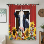 Cow Sunflowers Living Room Curtains 96 Inch Length, Window Curtains Tab Top - Image 2
