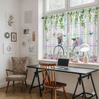 Spring Tier Curtains, Bicycles Botanical Leaves Rose Colorful Stripes Light - Image 6