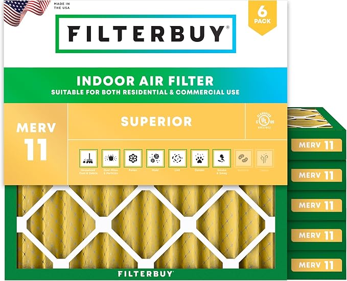 Filterbuy 23.5x23.5x2 Air Filter MERV 11 Superior Pet & Allergy Defense by Filterbuy