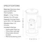 Aarke Purifier Glass Water Pitcher, Refillable Stainless Steel Filter, 8-Weeks - Image 8