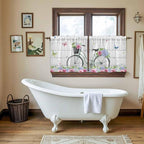 Spring Tier Curtains, Bicycles Botanical Rose Leaves Butterfly Wood Grain Light - Image 5